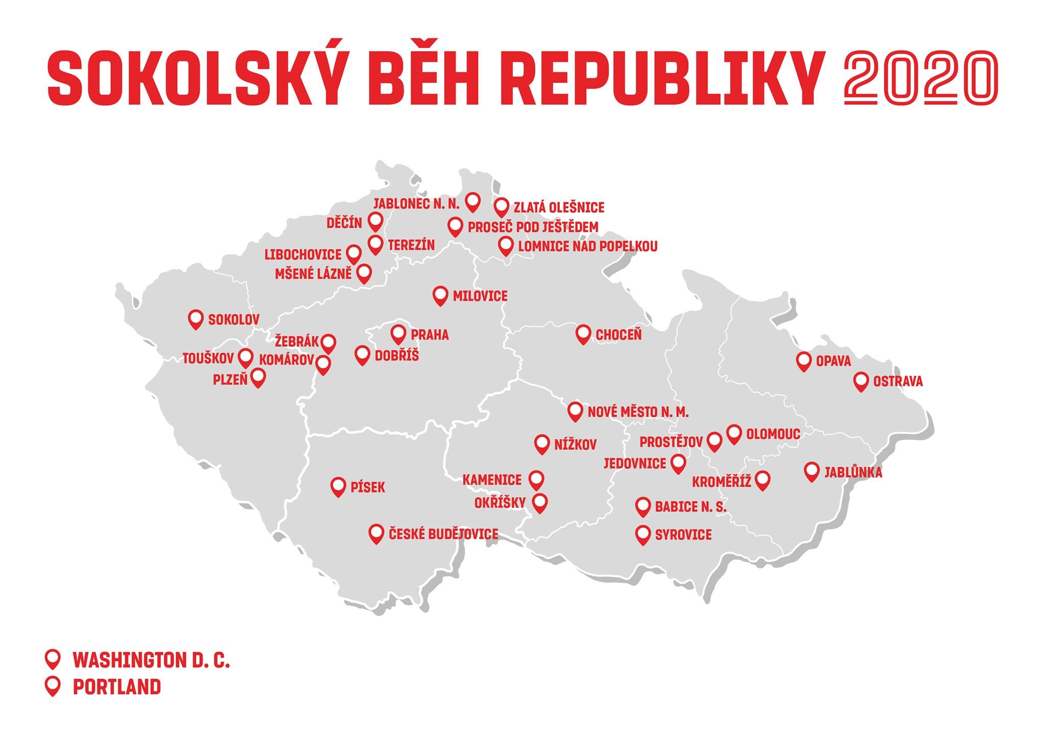 běh republiky 2020 mapa