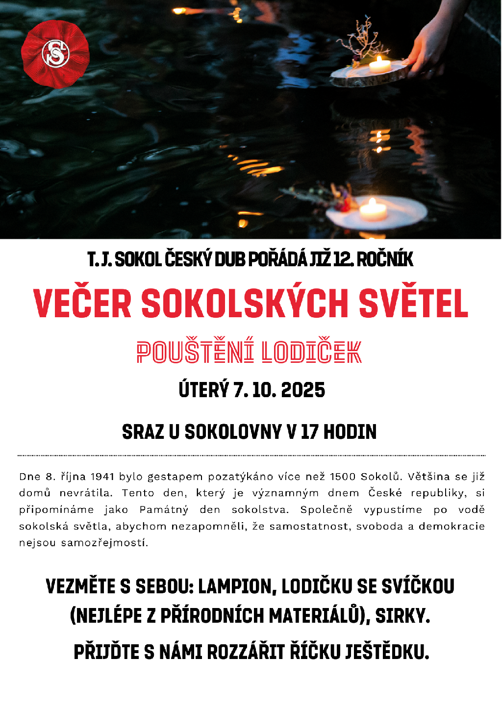 Pouštění lodiček - Večer sokolských světel, T.J. Český Dub